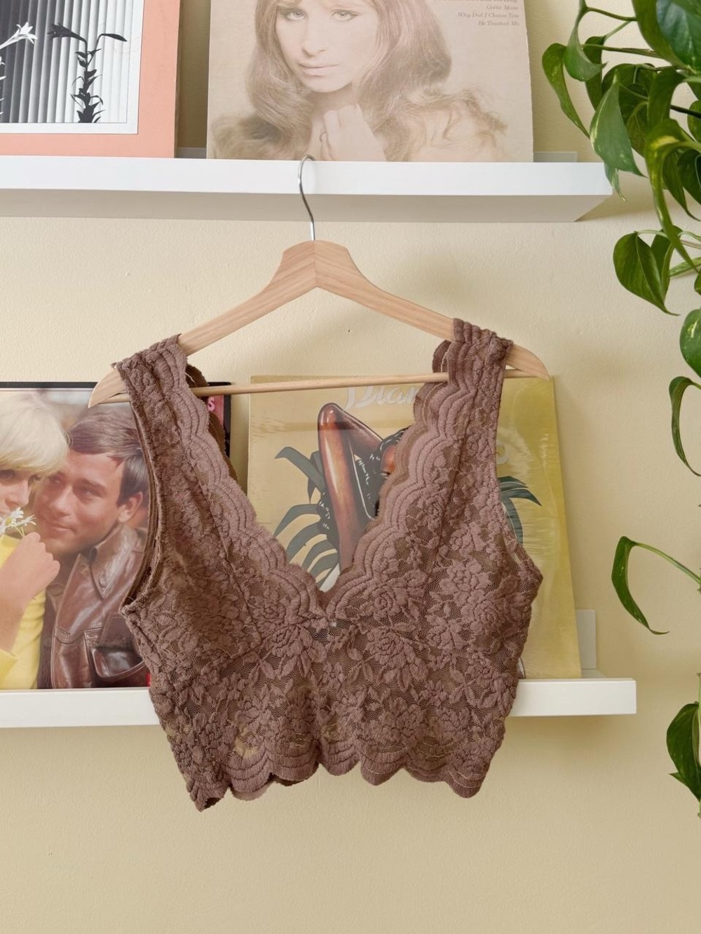 Iris Taupe-Brown Lace Bandeau Bralette